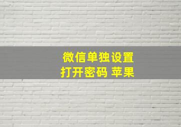 微信单独设置打开密码 苹果